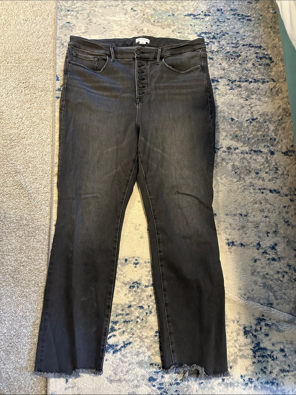 Good American Black High-Rise Button-Fly Jeans